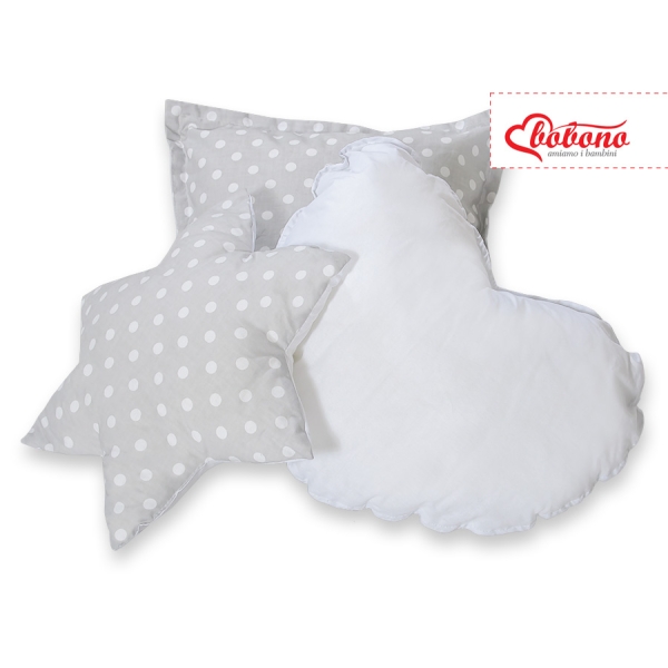 Set di 3 Cuscini a Forma di Stella, Quadrato e Cuore Grigio