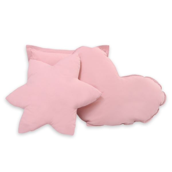 Set di 3 Cuscini a Forma di Stella, Quadrato e Cuore Rosa Scuro