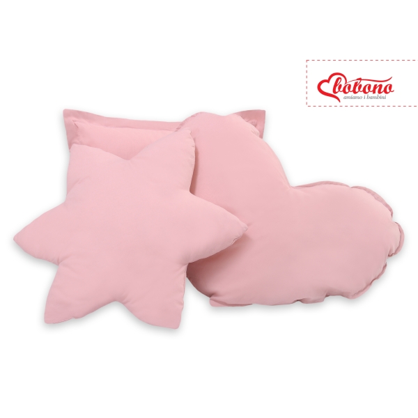 Set di 3 Cuscini a Forma di Stella, Quadrato e Cuore Rosa Scuro