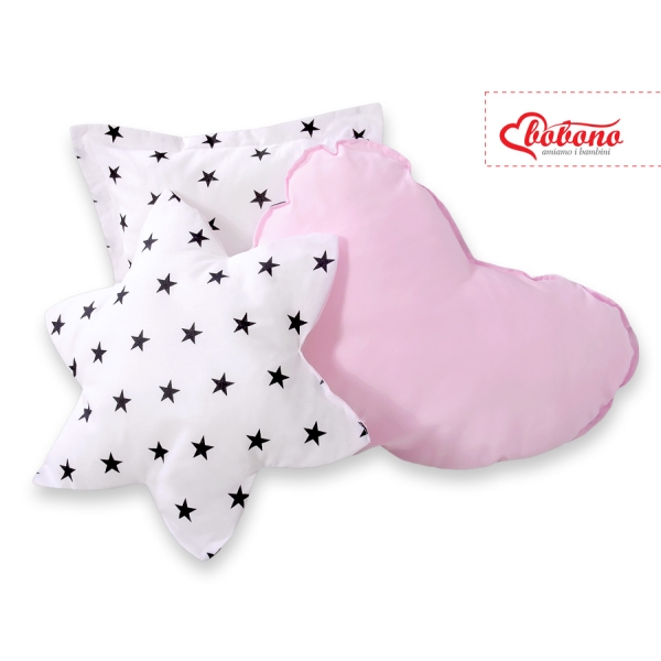 Set di 3 Cuscini Decorativi a Forma di Stella Quadrato e Cuore Rosa