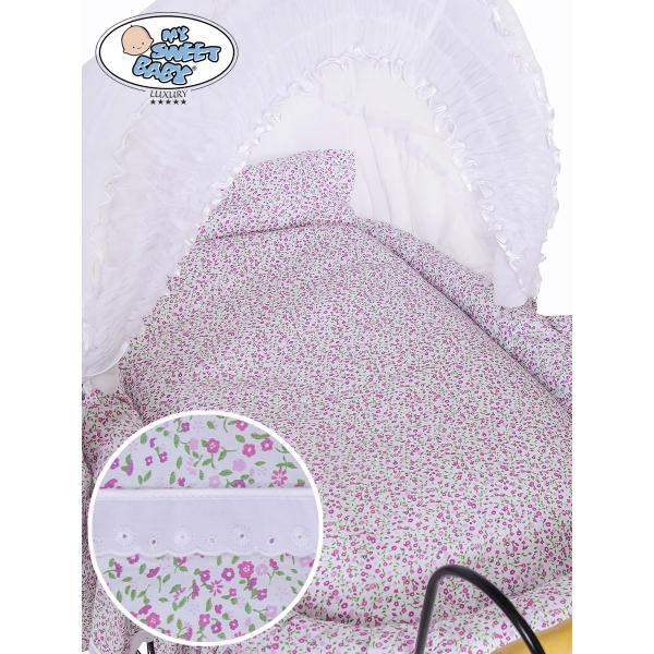 Set di Biancheria per Culla con Cappottina 4 parti Jasmine