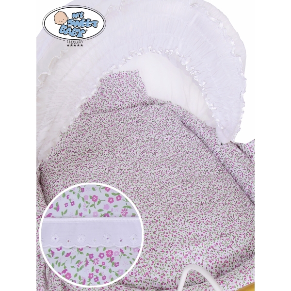 Set di Biancheria per Culla con Cappottina 4 parti Jasmine