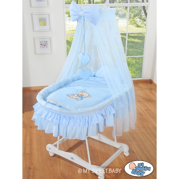 Set di Biancheria per Culla in Vimini 4 parti Blu