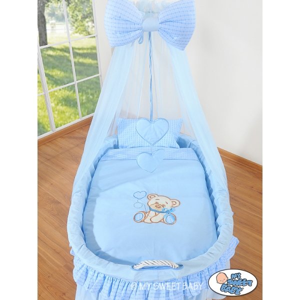 Set di Biancheria per Culla in Vimini 4 parti Blu