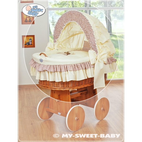 Set di Biancheria per Culla in Vimini 4 parti Creme
