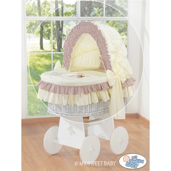 Set di Biancheria per Culla in Vimini 4 parti Creme