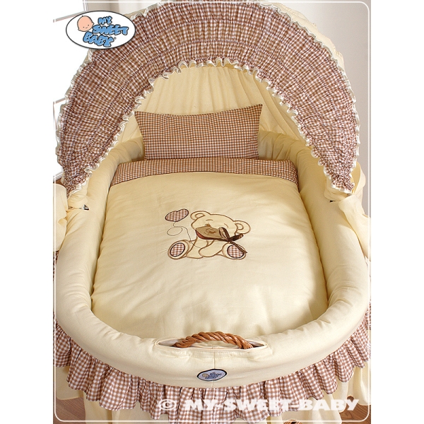 Set di Biancheria per Culla in Vimini 4 parti Creme
