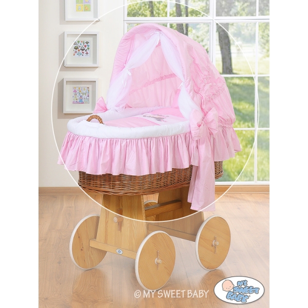 Set di Biancheria per Culla in Vimini 4 parti Rosa