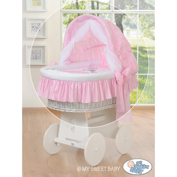 Set di Biancheria per Culla in Vimini 4 parti Rosa