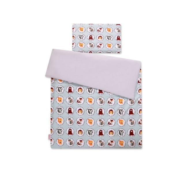 Set Doppia Faccia Biancheria da Letto 140x200cm 2 parti - Junior Menta Piccoli Animali