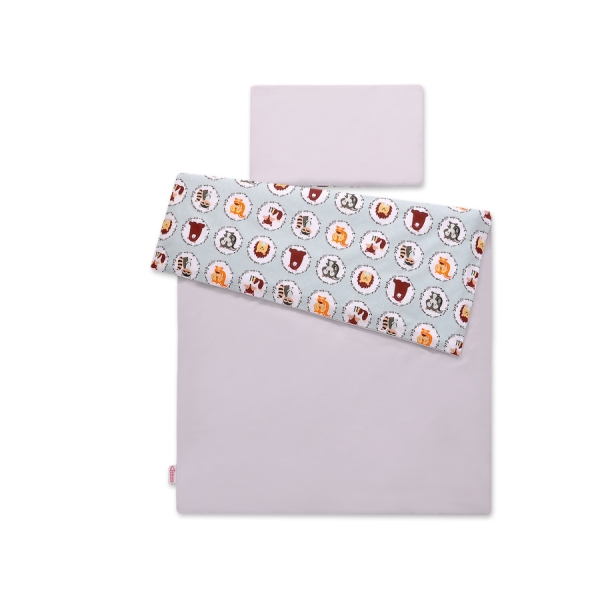 Set Doppia Faccia Biancheria da Letto 140x200cm 2 parti - Junior Menta Piccoli Animali