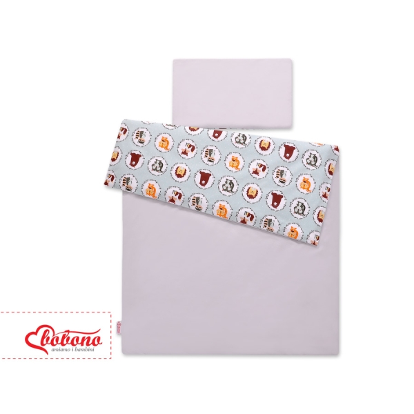 Set Doppia Faccia Biancheria da Letto 140x200cm 2 parti - Junior Menta Piccoli Animali