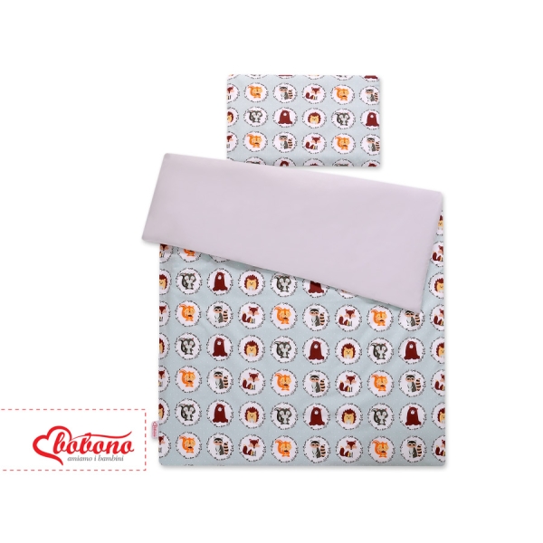 Set Doppia Faccia Biancheria da Letto 140x200cm 2 parti - Junior Menta Piccoli Animali