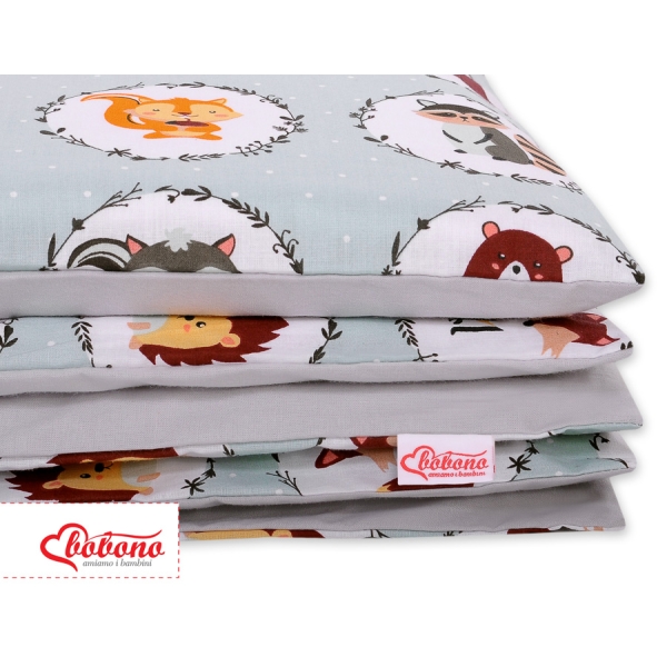 Set Doppia Faccia Biancheria da Letto 140x200cm 2 parti - Junior Menta Piccoli Animali