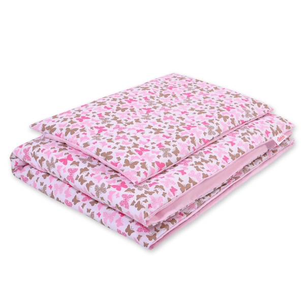 Set Doppia Faccia Biancheria da Letto 140x200cm 2 parti - Junior Rosa Farfalle