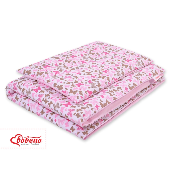 Set Doppia Faccia Biancheria da Letto 140x200cm 2 parti - Junior Rosa Farfalle