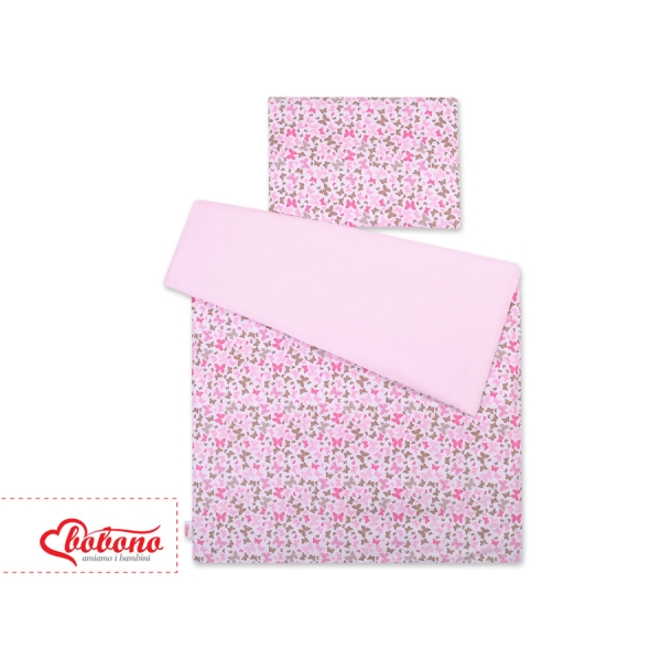 Set Doppia Faccia Biancheria da Letto 140x200cm 2 parti - Junior Rosa Farfalle