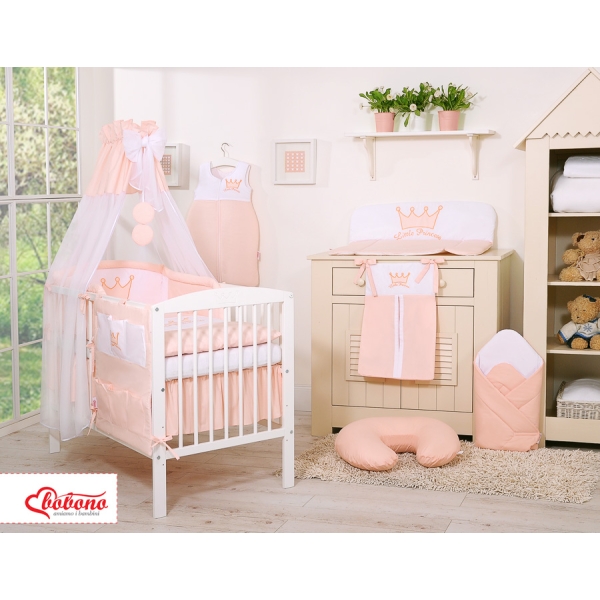 Set Lenzuolo Culla con Baldacchino 7 parti Rosa Cipria Little Prince/Princess