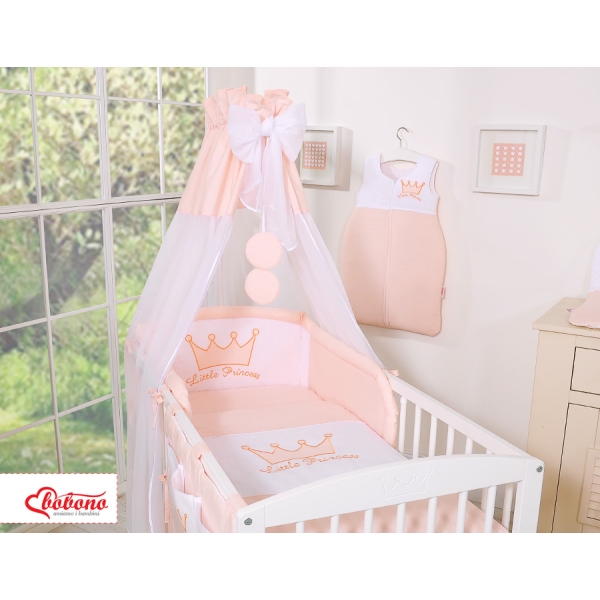 Set Lenzuolo Culla con Baldacchino 7 parti Rosa Cipria Little Prince/Princess