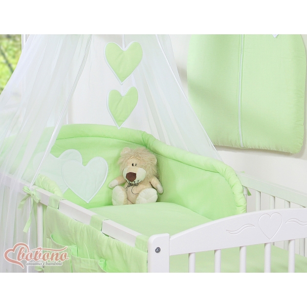 Set Lenzuolo Culla con Baldacchino 7 parti Verde Cuori