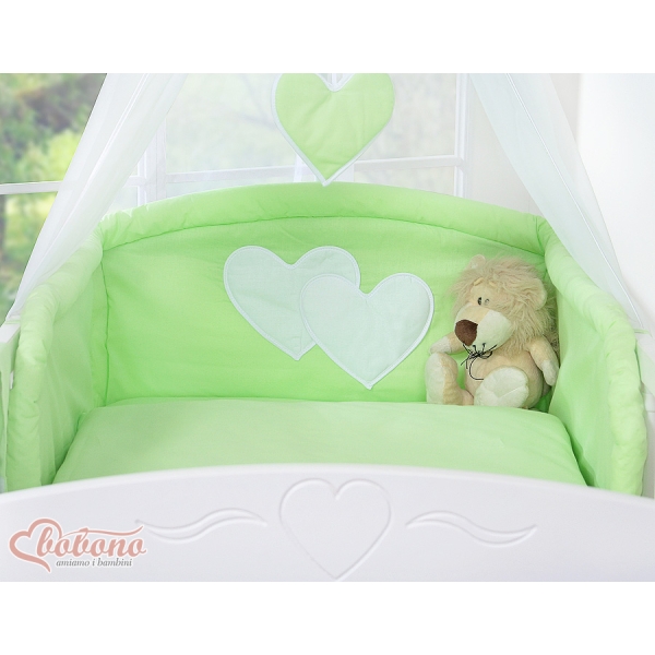 Set Lenzuolo Culla con Baldacchino 7 parti Verde Cuori