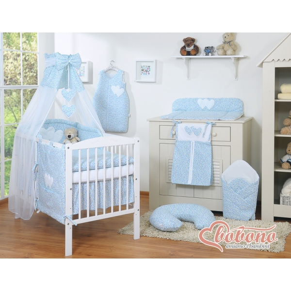 Set Lenzuolo da Letto con Baldacchino e Paracolpi 11 parti Blu Bluchen