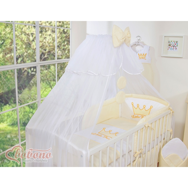 Set Lenzuolo da Letto con Zanzariera e Paracolpi 11 parti Creme Little Prince/Princess