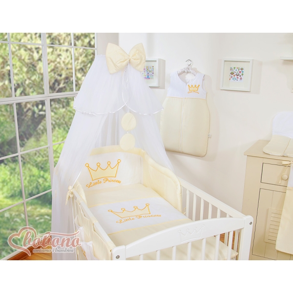 Set Lenzuolo da Letto con Zanzariera e Paracolpi 11 parti Creme Little Prince/Princess