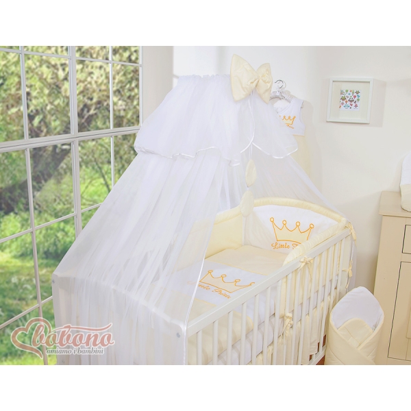 Set Lenzuolo da Letto con Zanzariera e Paracolpi 11 parti Creme Little Prince/Princess