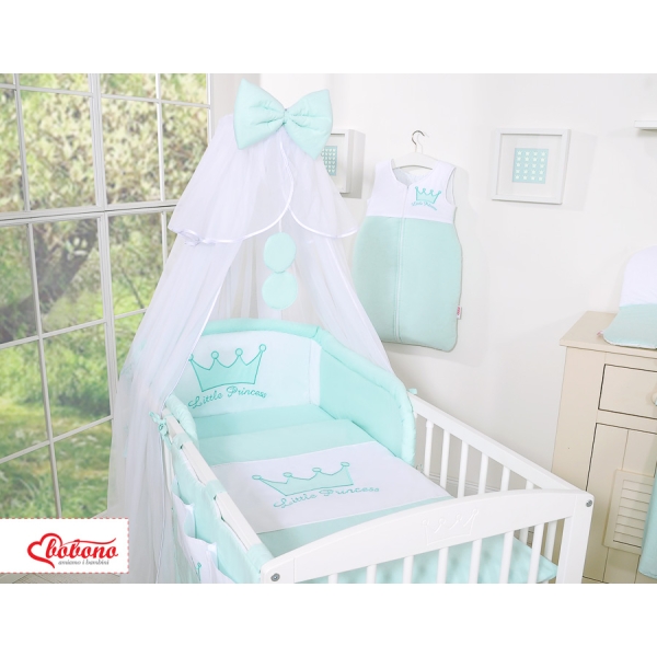 Set Lenzuolo da Letto con Zanzariera e Paracolpi 11 parti Menta Little Prince/Princess