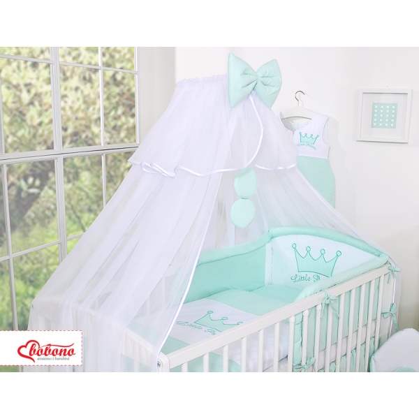 Set Lenzuolo da Letto con Zanzariera e Paracolpi 11 parti Menta Little Prince/Princess