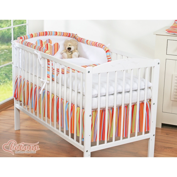 Set Lettino 3 parti Arancio a Strisce Cuori