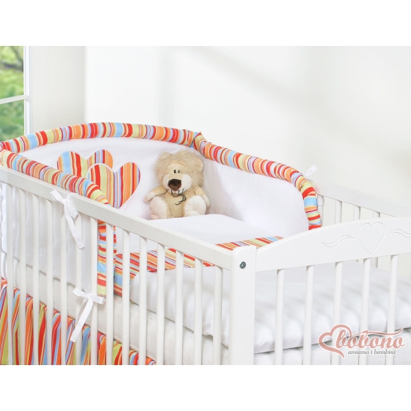 Set Lettino 3 parti Arancio a Strisce Cuori