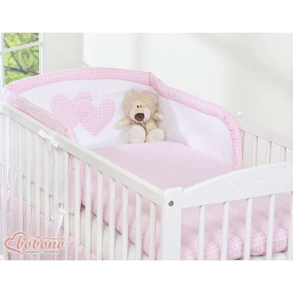 Set Lettino 3 parti Rosa a Scacchi Cuori