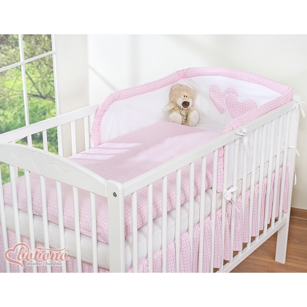 Set Lettino 3 parti Rosa a Scacchi Cuori