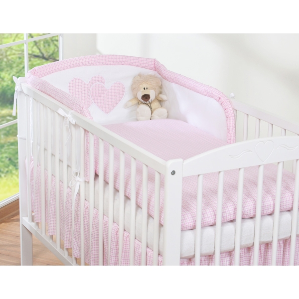 Set Lettino 3 parti Rosa a Scacchi Cuori