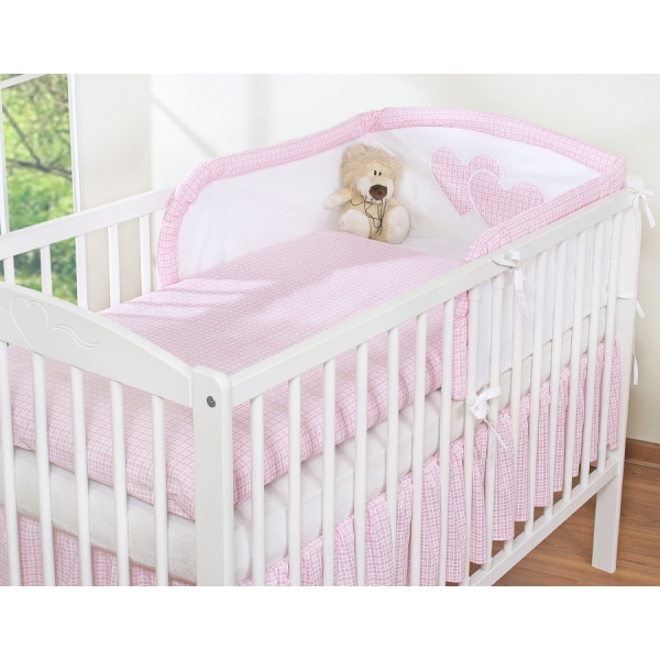 Set Lettino 3 parti Rosa a Scacchi Cuori