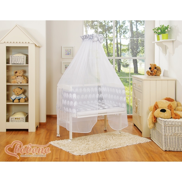 Set Lettino Aperto con Materassino e Biancheria Grigio