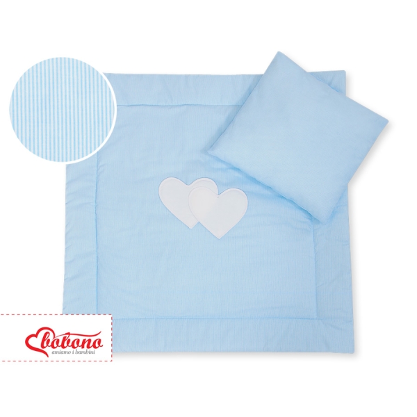 Set per Carrozzina 2 parti Blu a Strisce Cuori