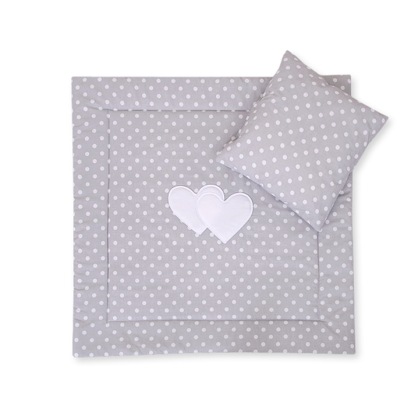 Set per Carrozzina 2 parti Grigio Pois Bianchi Cuori