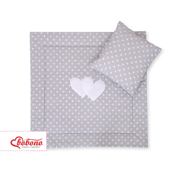 Set per Carrozzina 2 parti Grigio Pois Bianchi Cuori