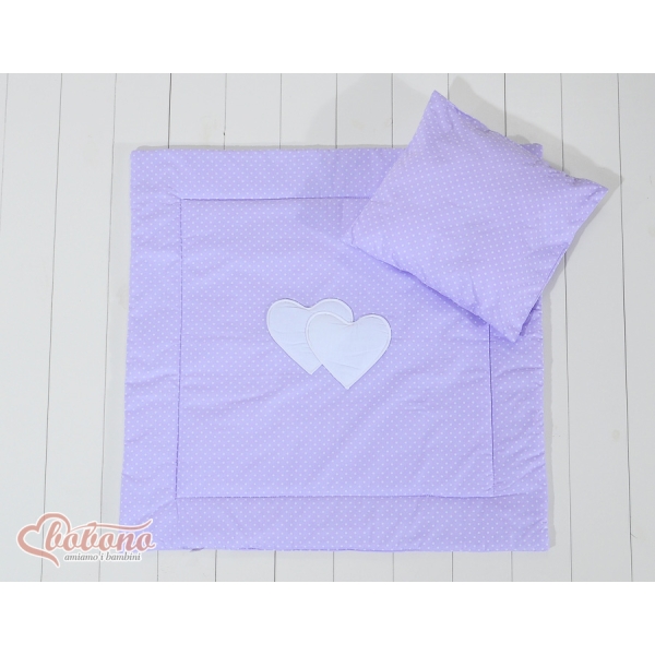 Set per Carrozzina 2 parti Lilla Pois Bianchi Cuori