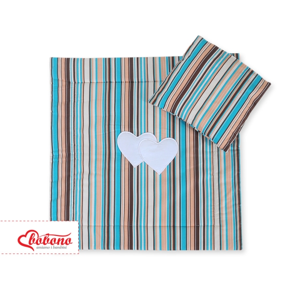 Set per Carrozzina 2 parti Marrone a Strisce Cuori