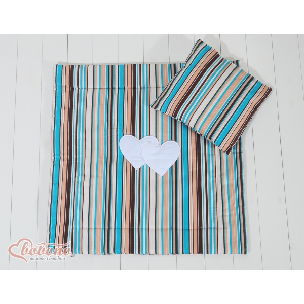 Set per Carrozzina 2 parti Marrone a Strisce Cuori