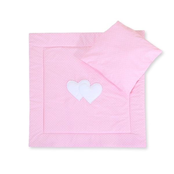Set per Carrozzina 2 parti Rosa Pois Bianchi Cuori