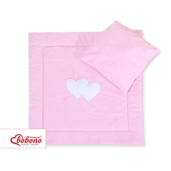 Set per Carrozzina 2 parti Rosa Pois Bianchi Cuori