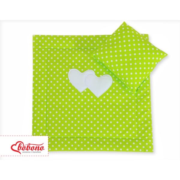 Set per Carrozzina 2 parti Verde Pois Bianchi Cuori
