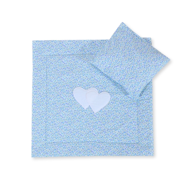 Set per Passeggino 2 parti Blu Fiori Fiori Cuori