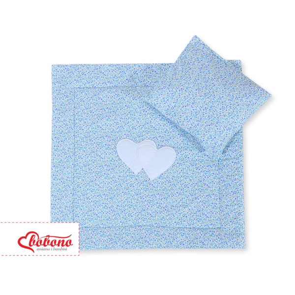Set per Passeggino 2 parti Blu Fiori Fiori Cuori
