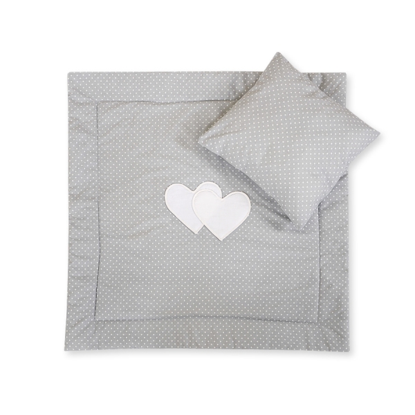 Set per Passeggino 2 parti Grigio Pois Bianchi Cuori